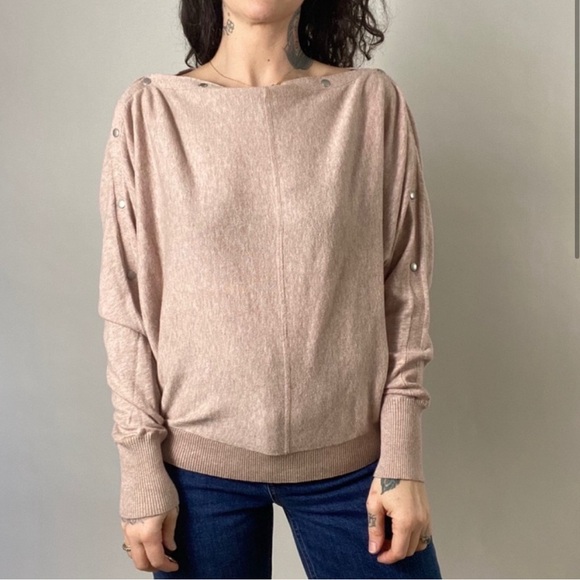 ALLSAINTS Elle Jumper Snap Boatneck Blush Medium - Picture 2 of 7